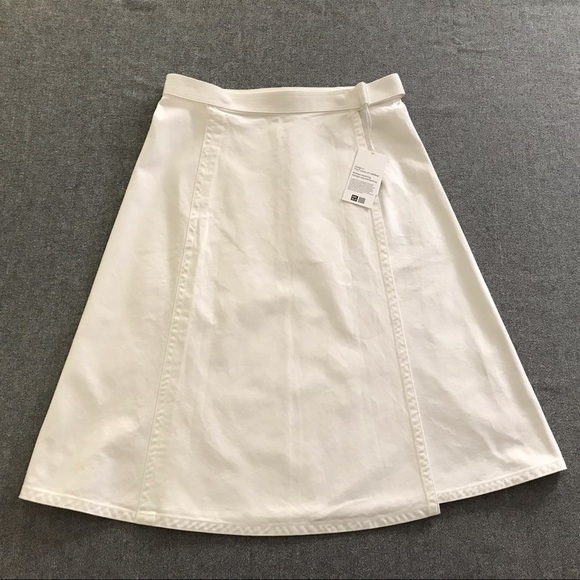 uniqlo uuu Dresses & Skirts - uniqlo u belted wrap skirt white size 8